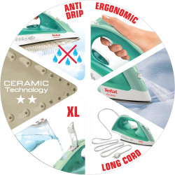 Tefal Access Easy Steam Iron, 2000 W, Green/White - FV1541E2