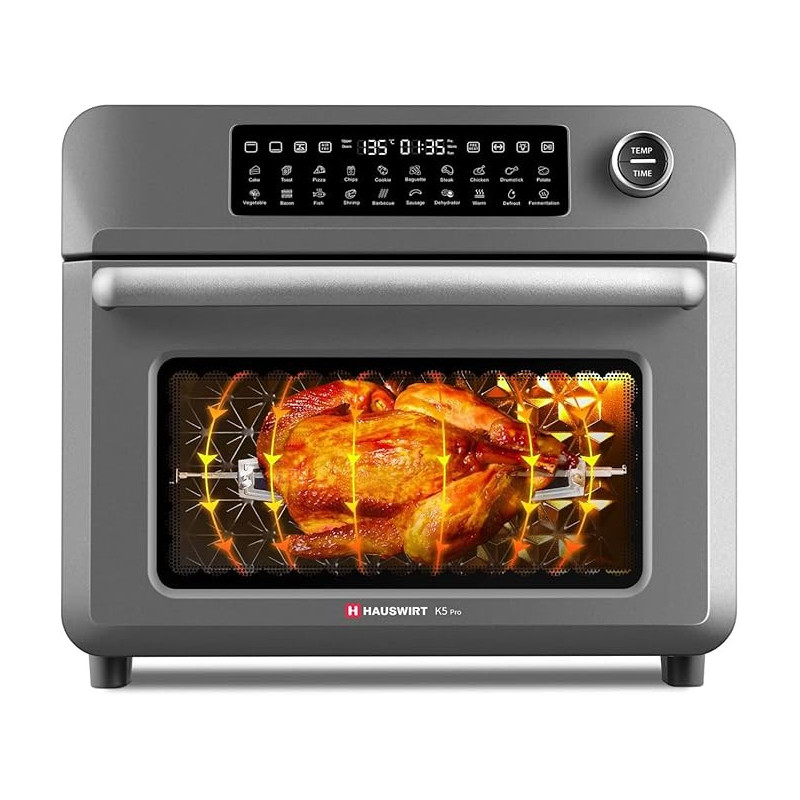 Hauswirt Air Fryer Oven 25 Litre Extra Large, Countertop Convection Oven with Grill/Airfryer/Dehydrator, Digital Touch Screen Hauswirt Air Fryer Oven 25 Litre Extra Large, Countertop Convection Oven with Grill/Airfryer/Dehydrator, Digital Touch Screen