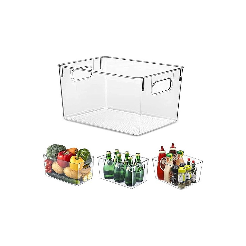 ERNESTO Clear Pantry Organizer Bins, Food Storage Basket for Kitchen