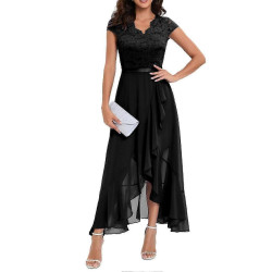 Black Dress, The bodice is lace And the skirt is chiffon, Size: L