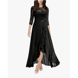 Half-sleeve dress, The bodice is lace And the skirt is chiffon, Size: M