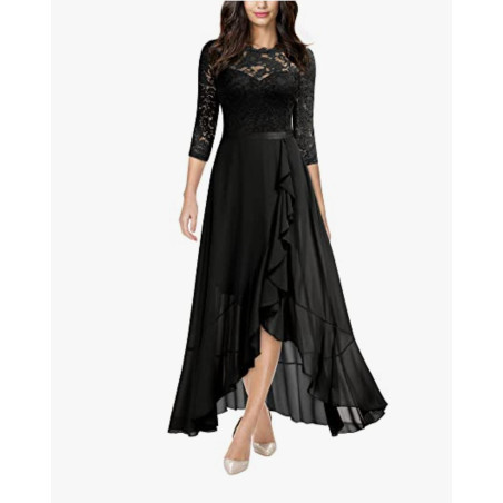 Half-sleeve dress, The bodice is lace And the skirt is chiffon, Size: M