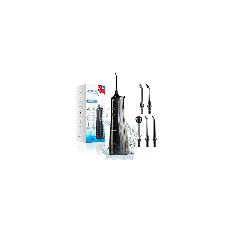 Leominor Water Flosser for Teeth - 5 Modes Cordless Portable Water Teeth Cleaner IPX7 Waterproof Oral Irrigator Rechargeable Leominor Water Flosser for Teeth - 5 Modes Cordless Portable Water Teeth Cleaner IPX7 Waterproof Oral Irrigator Rechargeable
