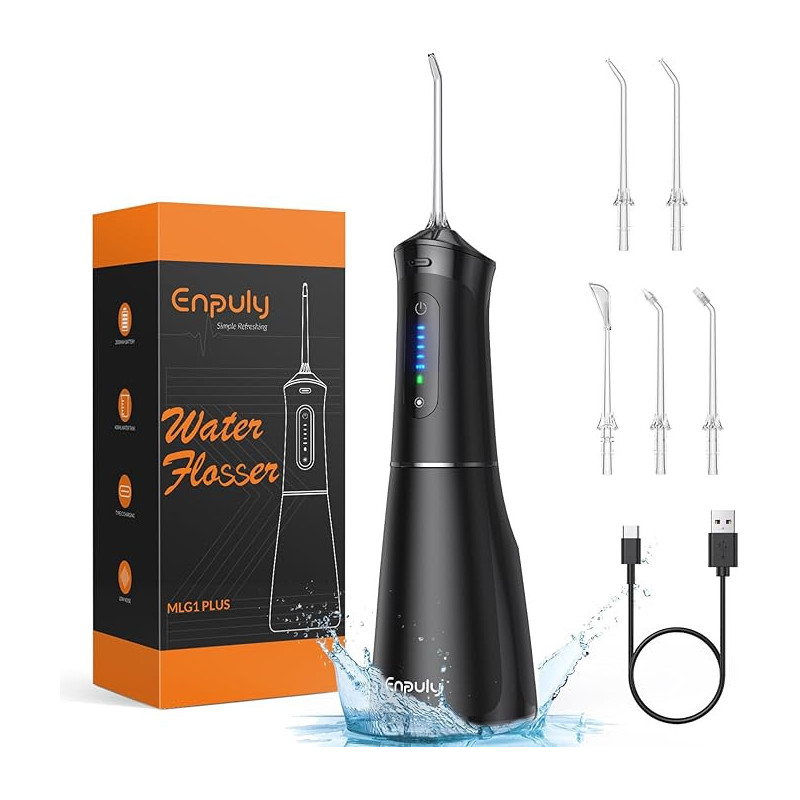 ENPULY Water flosser for Teeth,400ML Rechargeable IPX7 Waterproof Water Teeth Cleaner Picks