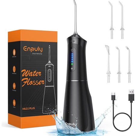 ENPULY Water flosser for Teeth,400ML Rechargeable IPX7 Waterproof Water Teeth Cleaner Picks