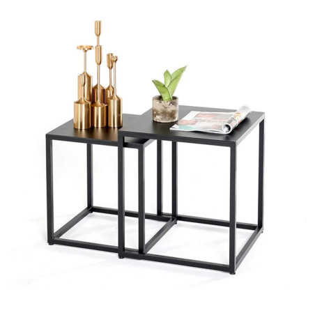 livarno table set/ black/ wood and metal