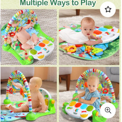 CUTE STONE Baby Gym Play Mat, Play Piano Gym with Tummy Time Activity Mat